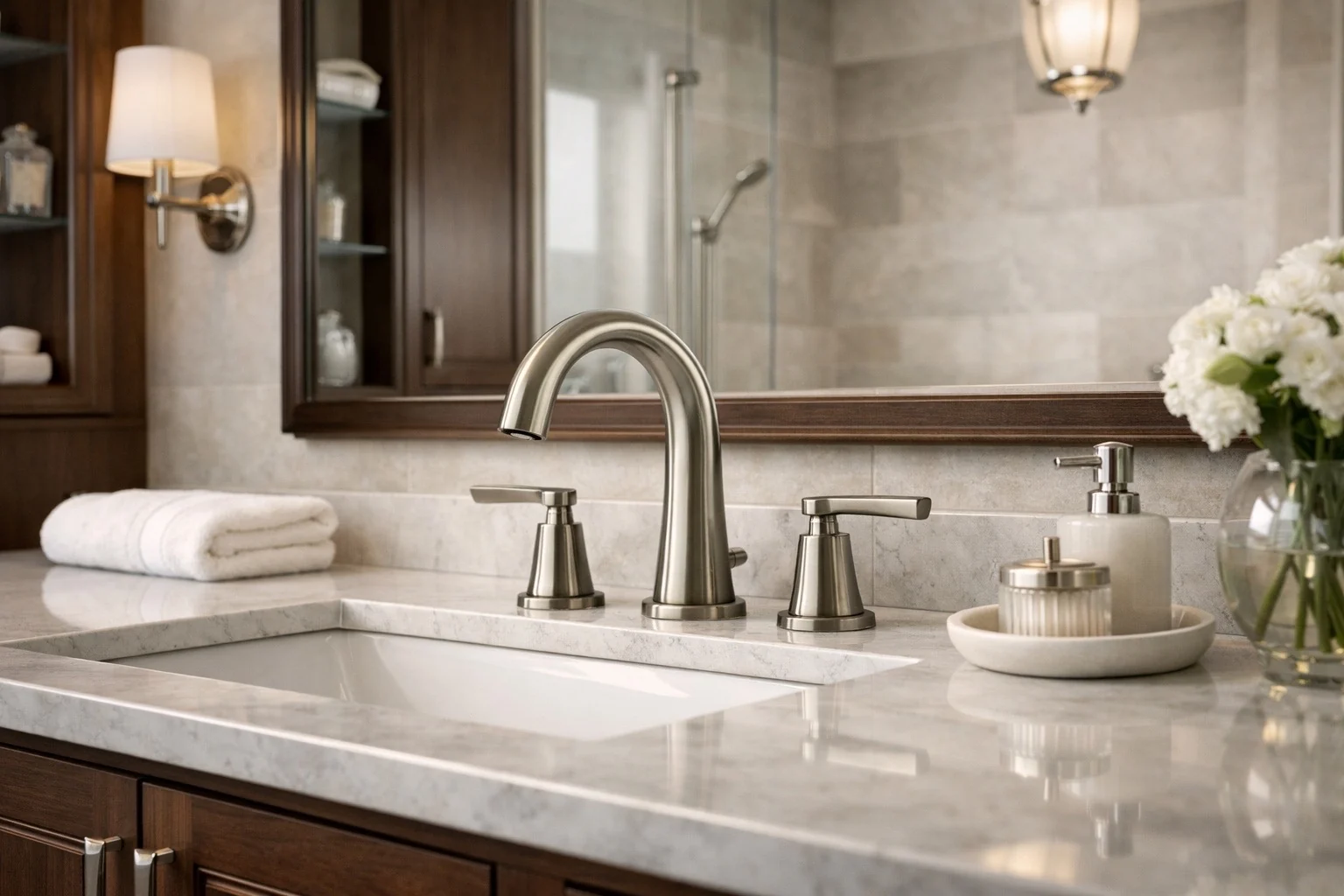 Bathroom vanity faucet and sink coordination