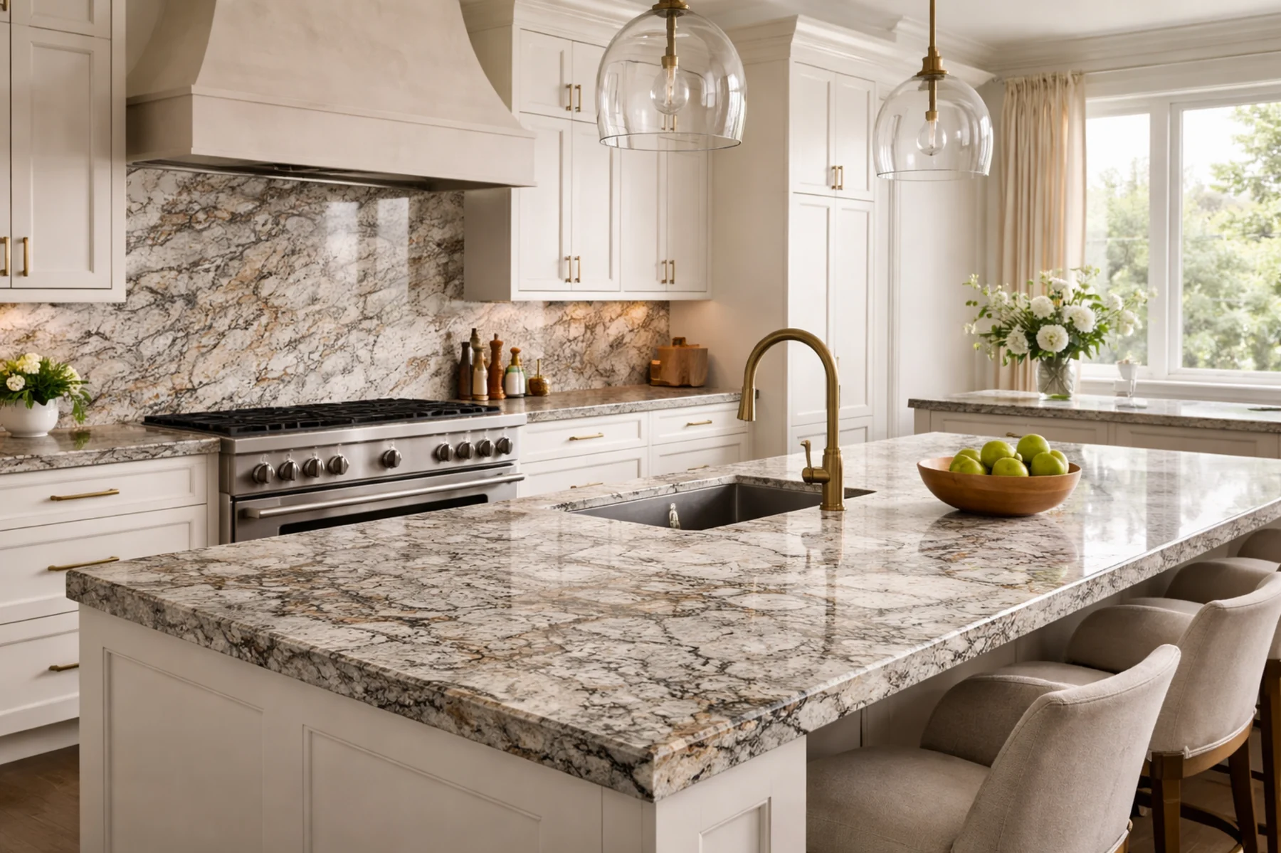 Granite countertop material sample