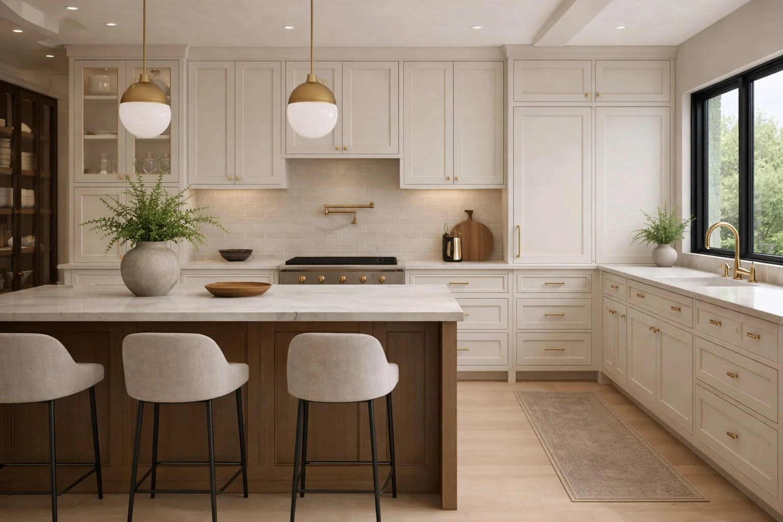 Face frame inset cabinetry with doors set inside the frame openings