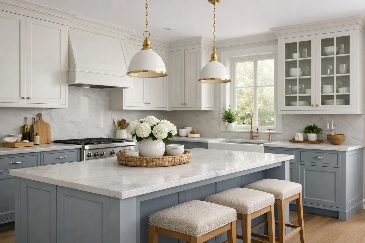 Painted cabinetry finish with smooth tailored cabinet fronts