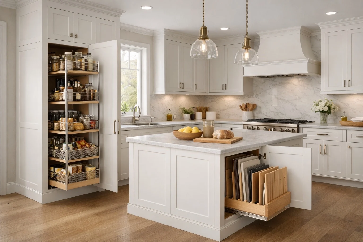 Pull-out internal cabinet storage