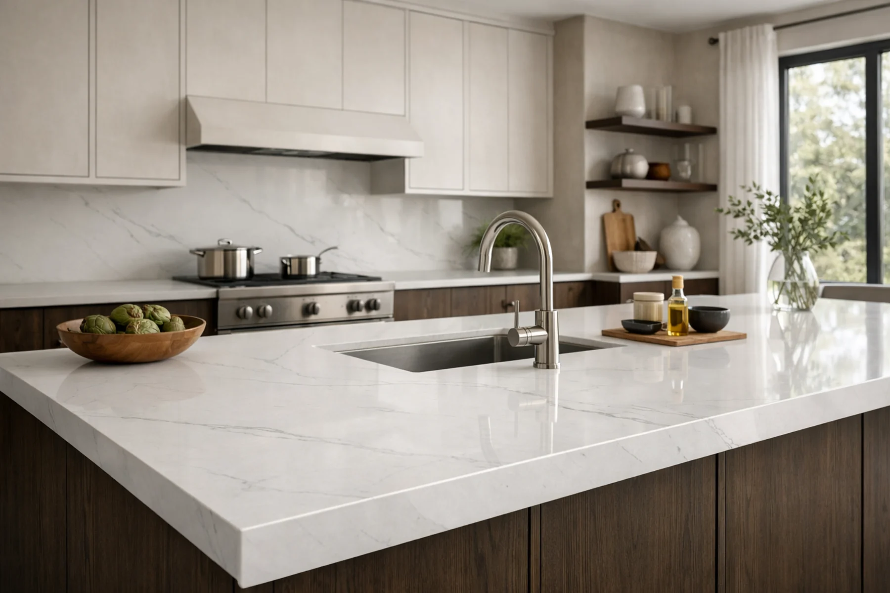 Quartz countertop material sample