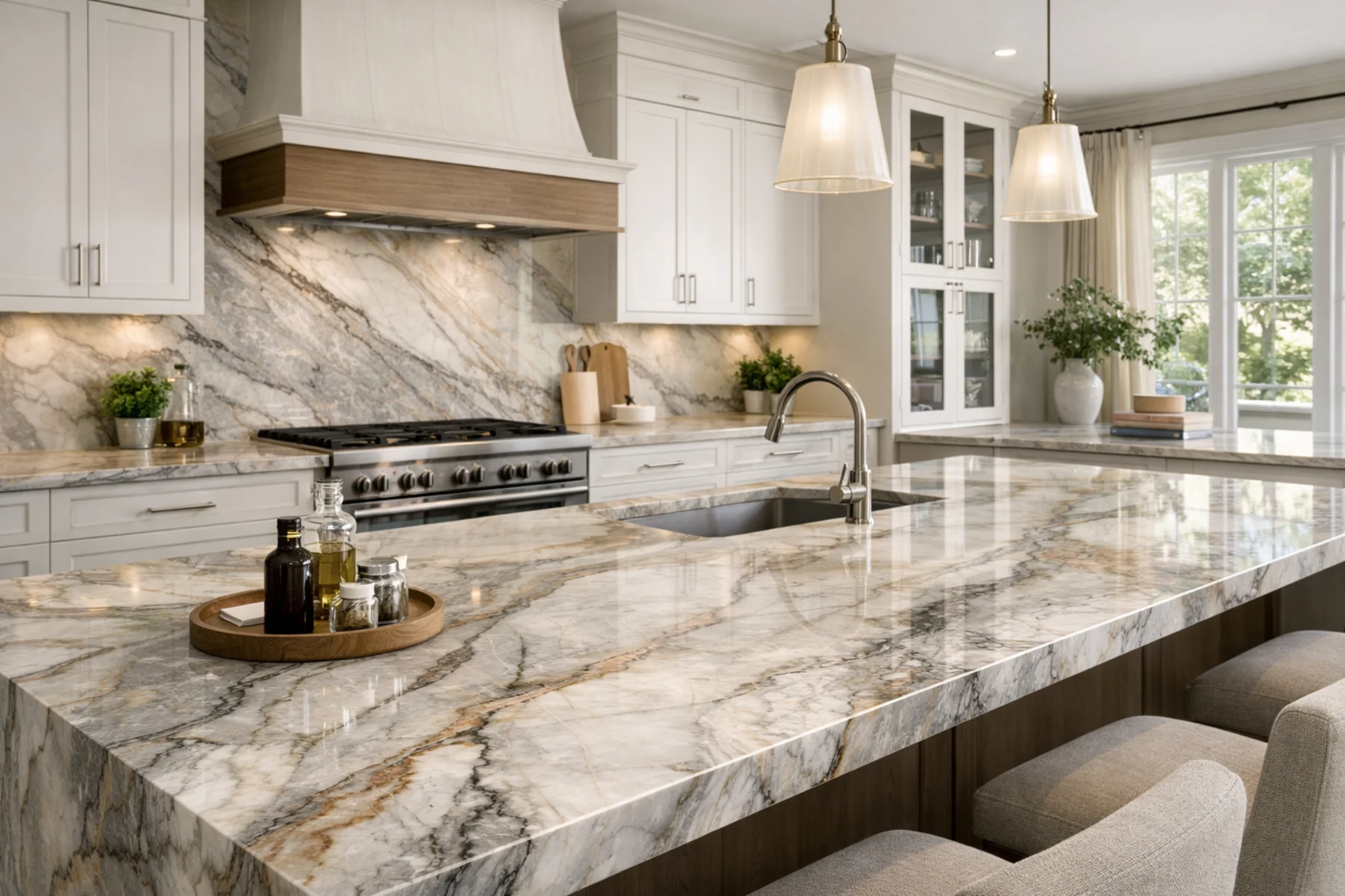 Quartzite countertop material sample