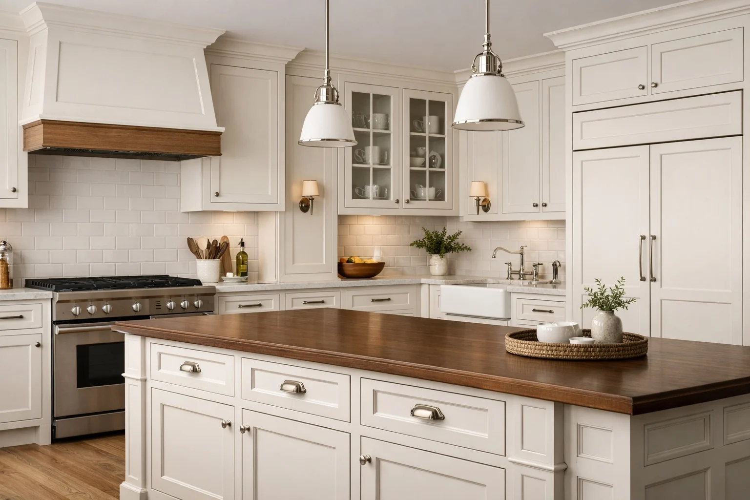 Specialty cabinetry finish with texture, glaze, or custom material character