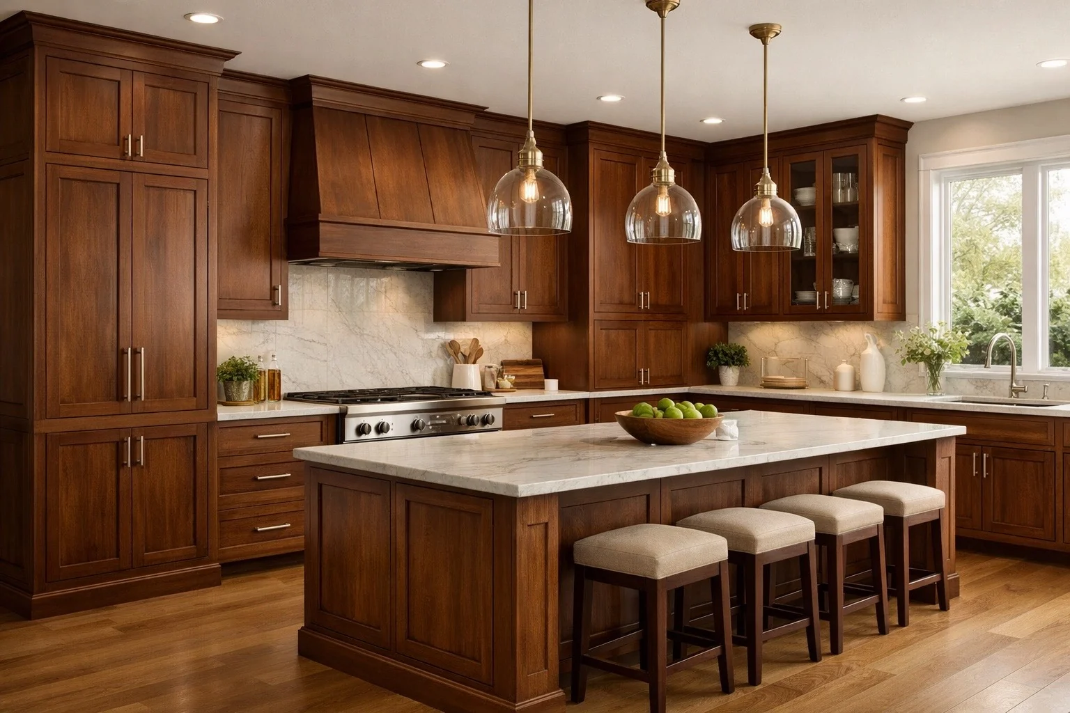 Stained cabinetry finish showing natural wood grain and warmth
